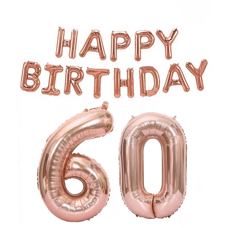 HB 60 15pcs/set 32inch Happy 18 30 50 Birthday Foil Number Balloons 16inch Alphabet Letters Balloon Rose Gold Birthday Party Decoratio - Цвет: HB 60