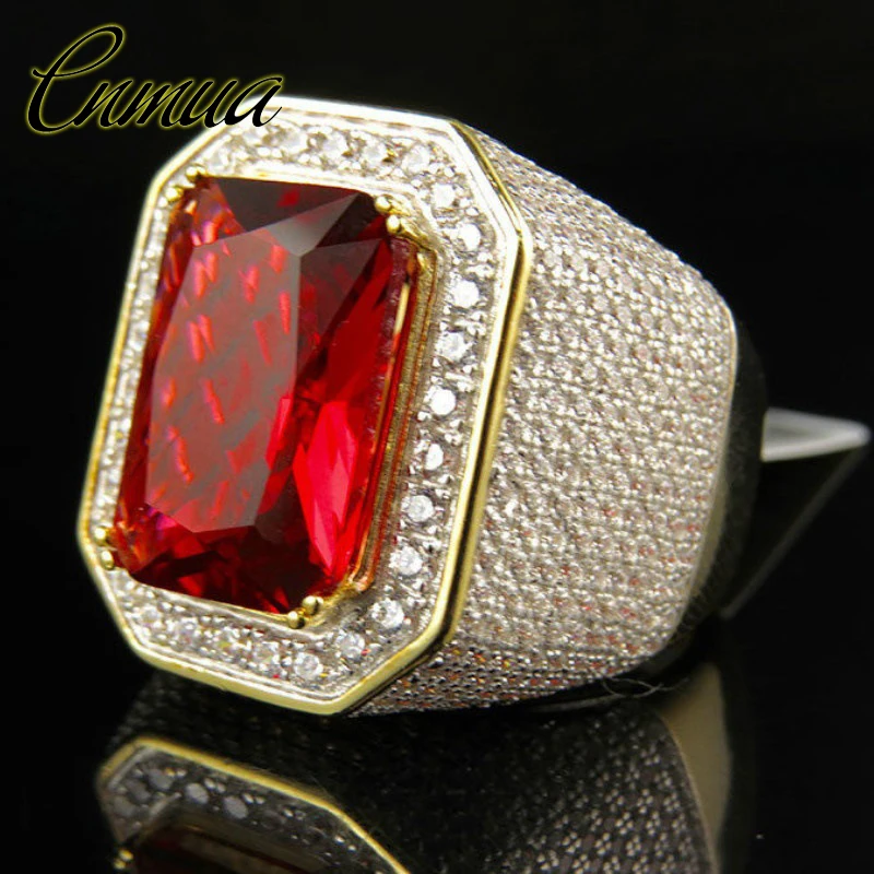 Новое мужское большое кольцо красное квадратное Кристальное высокое качество
