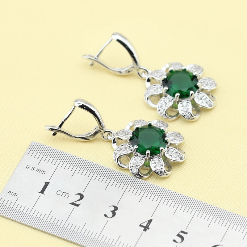 XUTAAYI 3 шт Топ Цветы Серебряный цвет Ювелирные наборы для женщин зеленый