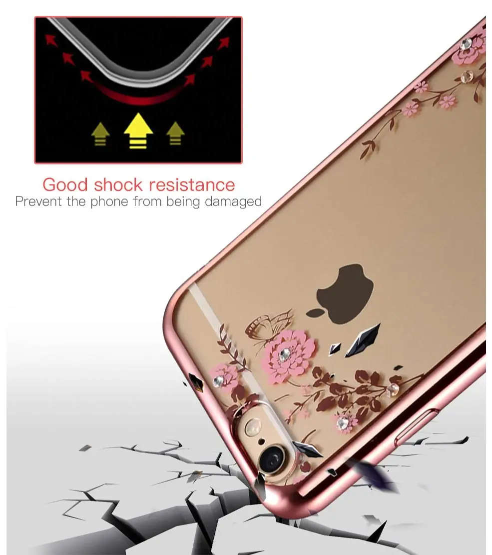 Flower Pattern Silicon Case For Apple iPhone X XS Max XR 8 Plus 6S 5S Floral Bling Soft TPU Protector 7 6 Back Cover |