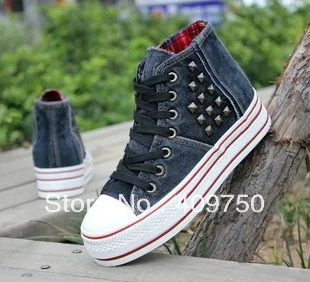 HOTsale Han new tide bud's sponge cake thickness bottom rivet high help canvas leisure female 99 223 one snow boots female|tide bag|boots