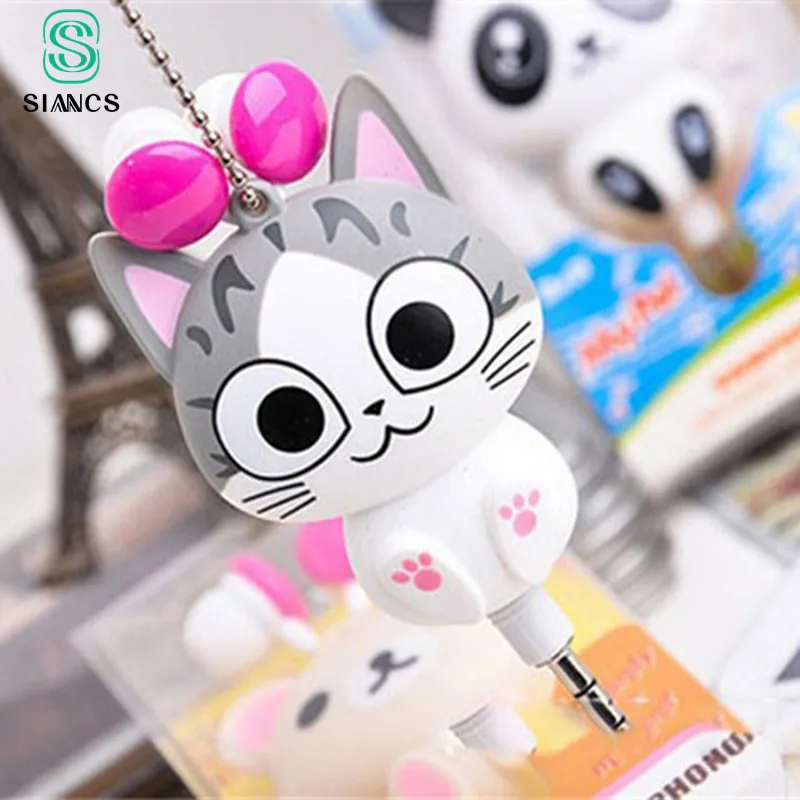 Милые наушники Kawaii с сыром, котом, медведем, пандой из мультфильма, выдвижные MP3 MP4 наушники для samsung, htc, Xiaomi, для IPhone 5, 5S, 6 S plus