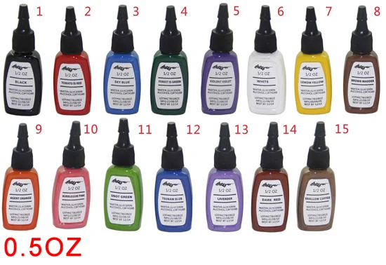 

Tattoo ink kit tattoo pigment set 15ml (0.5OZ) 15color set C117 free shipping