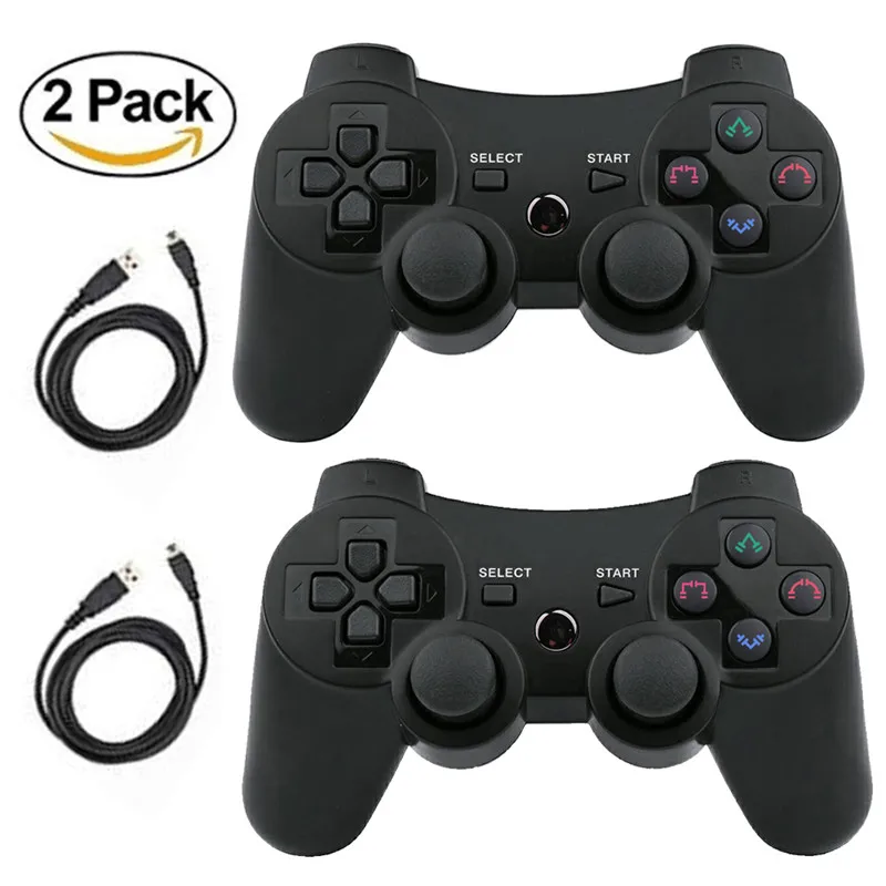 Black 2packs K ISHAKO Bluetooth контроллер для sony PS3 геймпад для игровой станции 3 беспроводной джойстик для sony Playstation 3 консоль - Цвет: Black 2packs