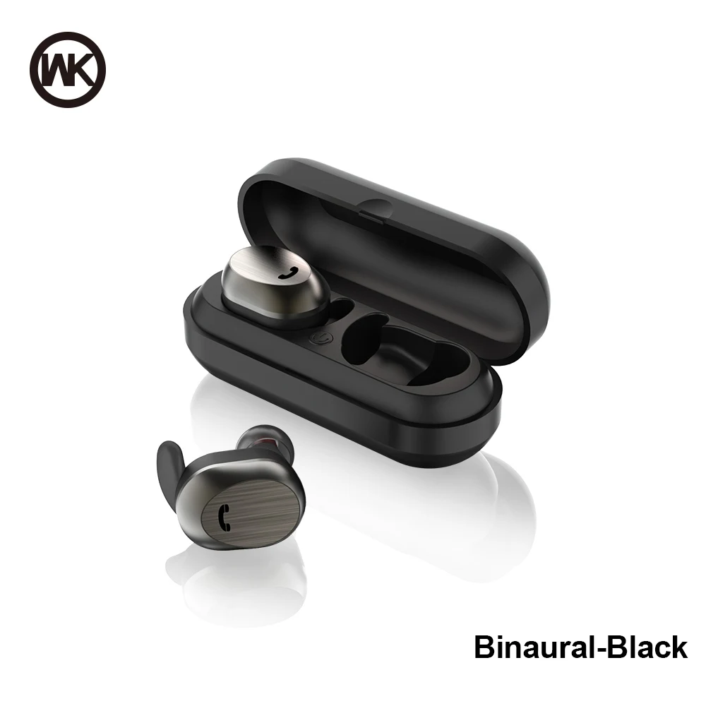 Double Black WK беспроводные TWS Bluetooth наушники гарнитуры наушники зарядный ящик мини 3D стерео Bluetooth наушники для Xiaomi iPhone samsung - Цвет: Double Black