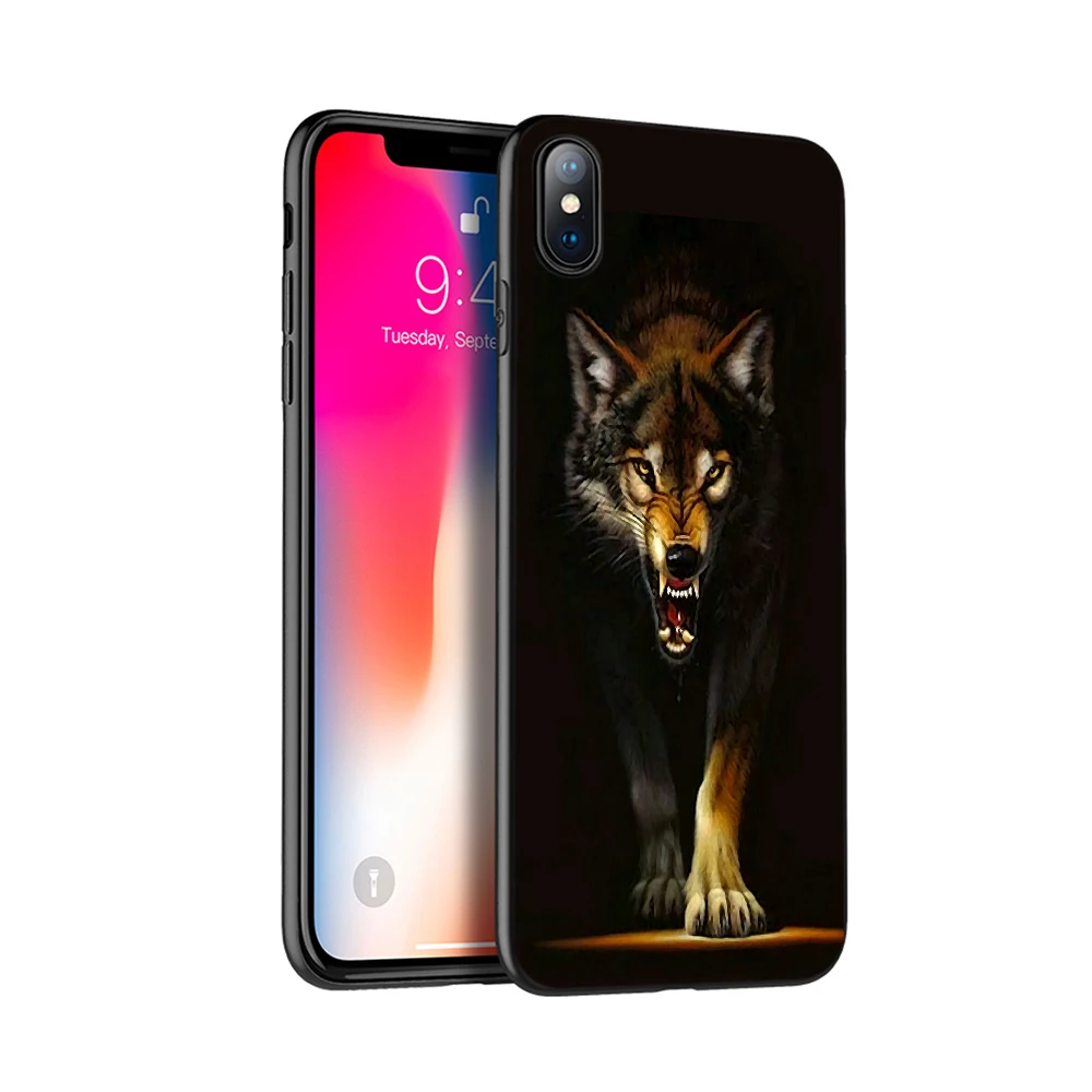 Черный чехол ТПУ для iphone 5 5s se 6 6s 7 8 plus x 10 чехол силиконовый чехол для iphone XR XS MAX чехол темный Ночной Волк
