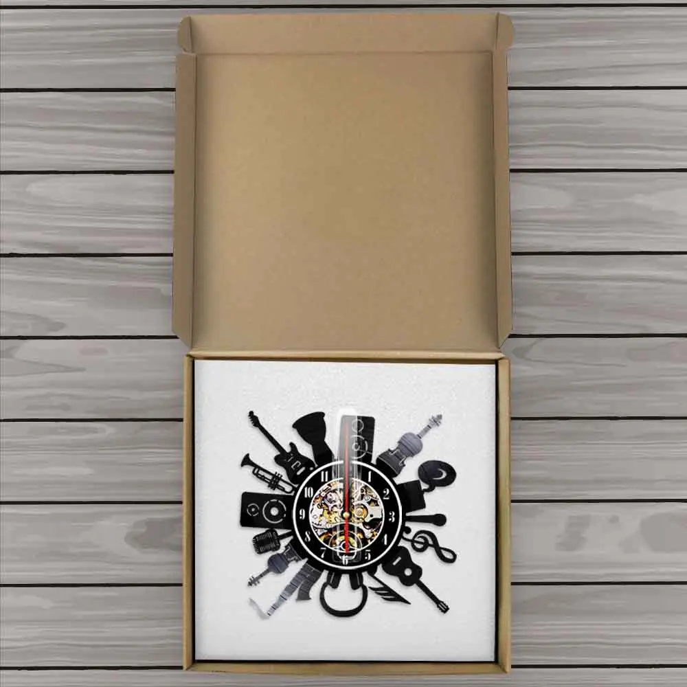 Настенные часы с виниловой пластиной акустическая электрогитара в стиле