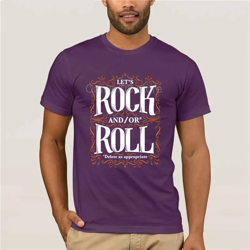 

Summer Fit Slim Men T-Shirts 100% Cotton Men's Sportswear lets rock and or roll Men's Cartoon Fun T-shirt