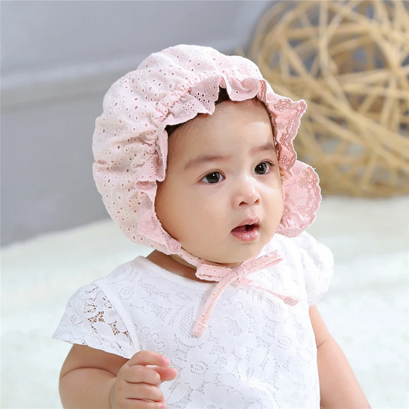 Fashion Lace Baby Cap for Girls Newborn Photography Props Kids Hat Summer Cotton Bonnet Infant Access | Детская одежда и обувь