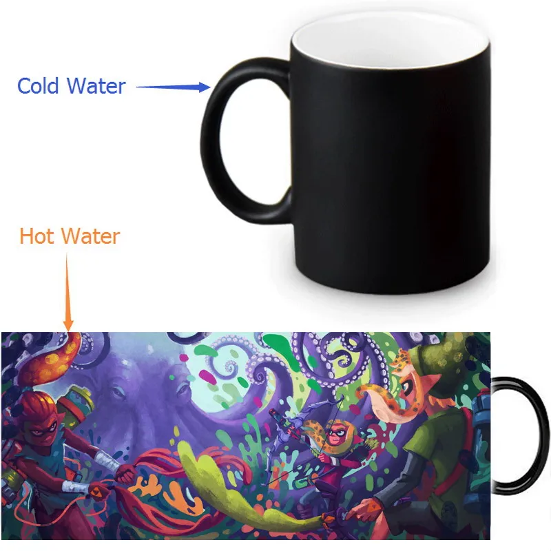 Splatoon 350ml/12oz Heat Reveal Mug Color Change Coffee Cup Sensitive Mugs Magic Milk Tea Cups | Дом и сад
