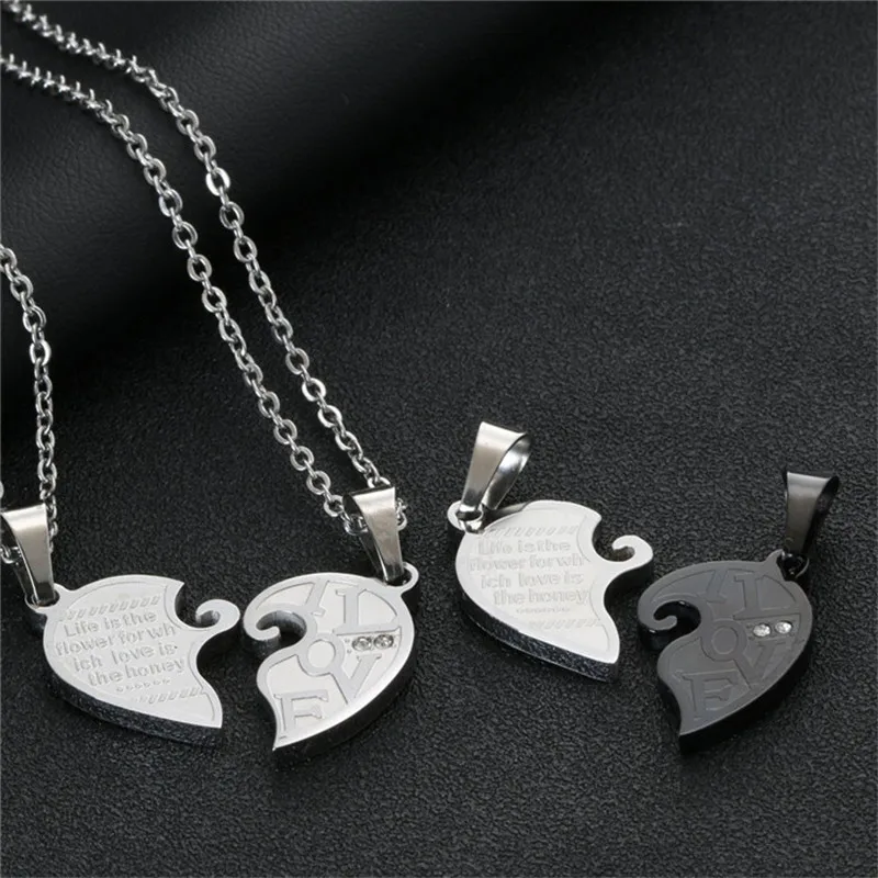 Любовь Пара Нержавеющая сталь ювелирные сердце Форма кристалл кулон Для мужчин