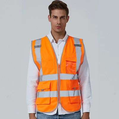 Hi vis orange SFvest жилет безопасности светоотражающий логотип компании печать Спецодежда hi vis одежда жилет безопасности - Цвет: Hi vis orange