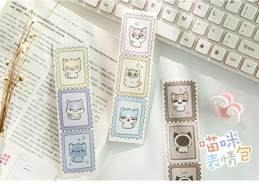 30 шт./кор. Кот Экспрессия студентов крафт бумага Stationery канцелярские Kawaii мультфильм закладки для офиса школьные канцелярские принадлежности