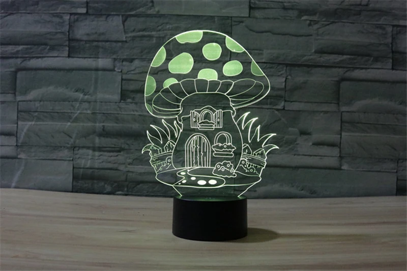Милая Фея Гриб дом Иллюзия светодиодный ночник 3D красочный гриб Сенсорная лампа