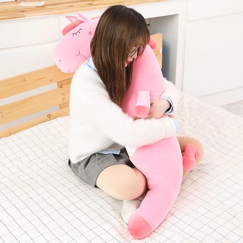 60-100cm Kawaii Cartoon Cute Unicorn Dinosur Coorodile Plush Toy Soft Long Pillow Sleeping Boyfriend Gift | Игрушки и хобби