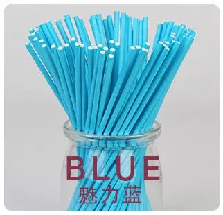 Blue 100 шт/партия цветные Пищевые Бумажные палочки для леденцов 10 см торты Поп палочки для конфет шоколадный сахарный полюс леденец палка GYH - Цвет: Blue