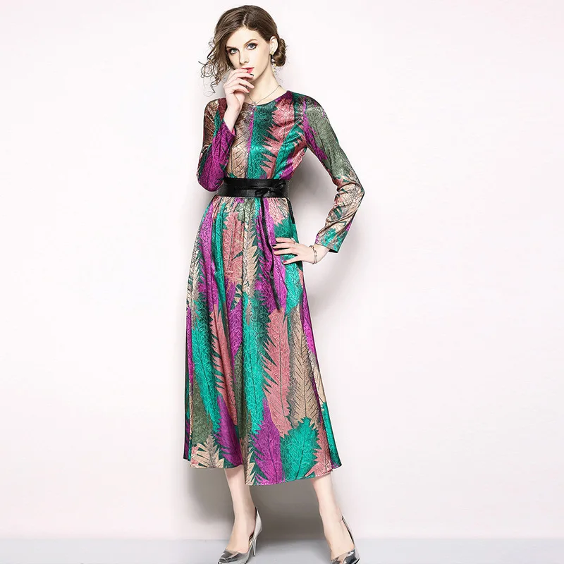 Женское платье 2018 осень и зима новый узор высокого класса жаккардовое