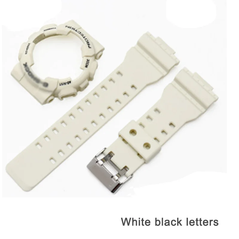 Силиконовый резиновый браслет для casio GW-A1100/GW-4000/GA-1000/G-1400 ремешок для часов резиновый ремешок для часов+ Корпус для часов мужские наручные часы - Цвет ремешка: white black letters