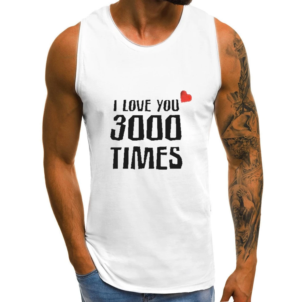 Мужские повседневные облегающие топы с надписью I love you 3000 times летняя спортивная
