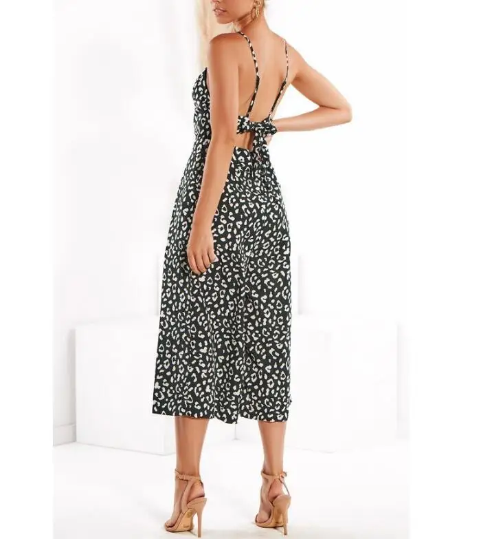 Женский комбинезон на бретелях-спагетти элегантный длинный с V-образным вырезом