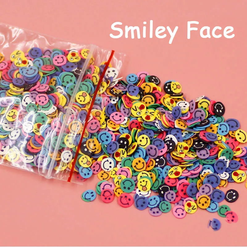 Smiley face 1000 шт наклейки с фруктами и животными, клейкие аксессуары, модные, сделай сам, для наполнения ногтей, полимерная глина, милые декоративные наклейки, Креативные Игрушки для девочек - Цвет: Smiley face