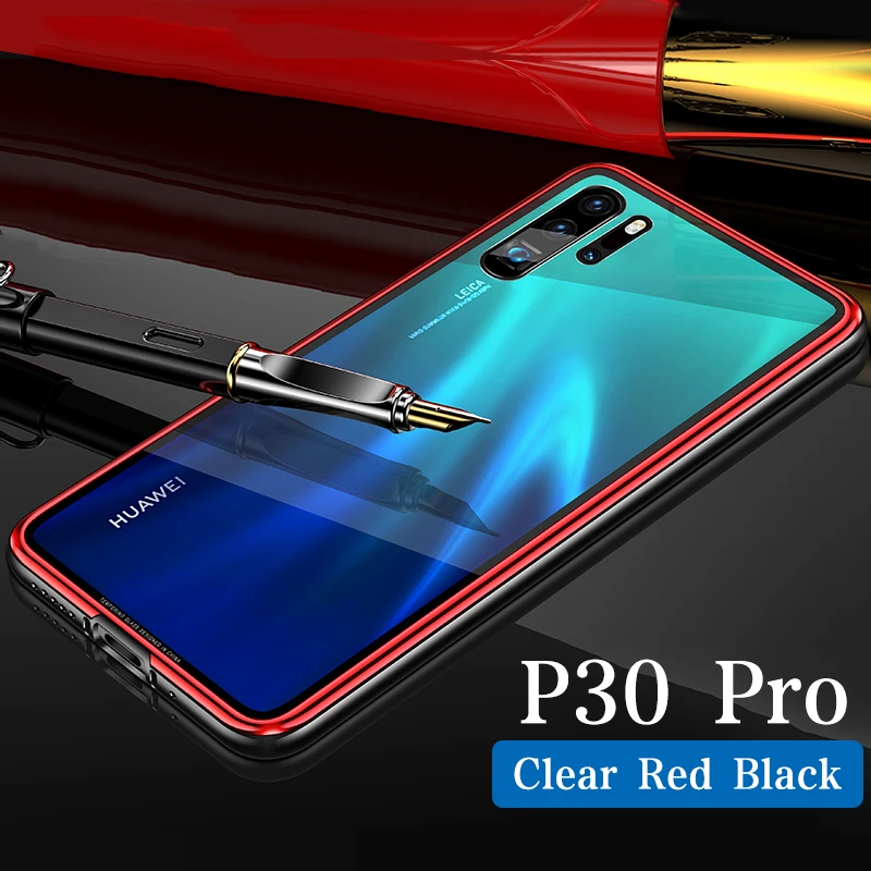 Металлический бампер+ закаленное Стекло задний чехол КРЫШКА ДЛЯ huawei P30 P30 Pro Роскошная плакированная сплав Frame твёрдый Гладкий Стекло P30pro