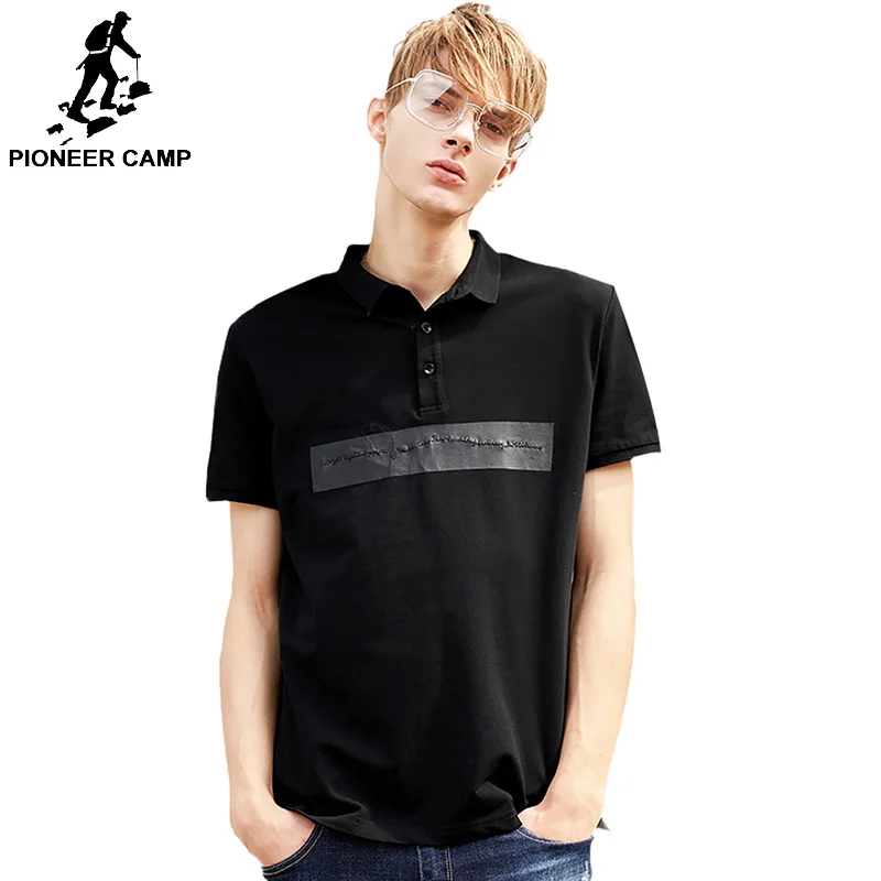 Pioneer Camp мужские Поло брендовая одежда модные черные поло Стрейчевые повседневные