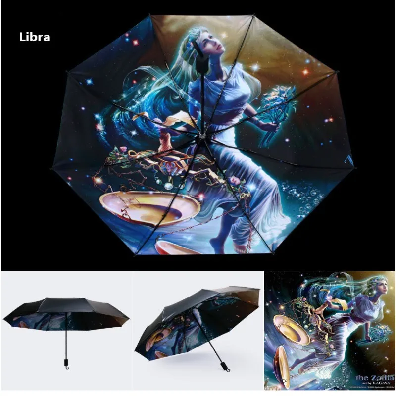 LDAJMW креативный компактный Анти УФ двойной складной зонтик 12 Созвездие черный