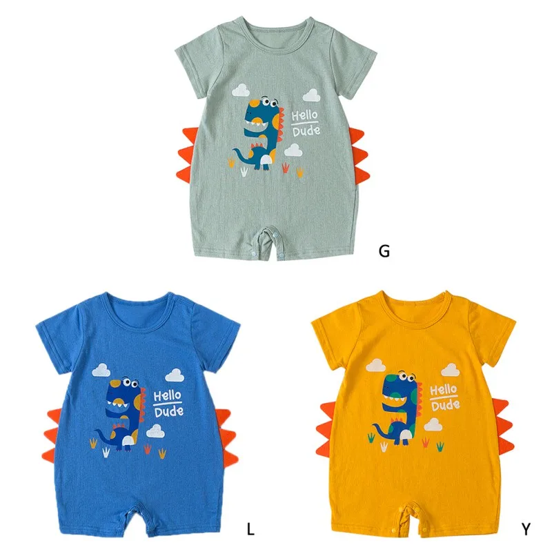 Летний комбинезон с короткими рукавами и принтом животных для маленьких девочек