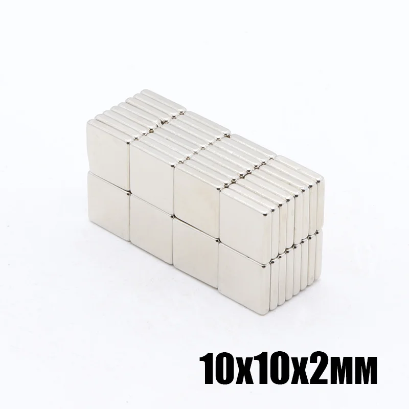 100 шт. 10x10x2 мм N35 Сильный квадратный NdFeB редкоземельный магнит 10*10*2 неодимовые