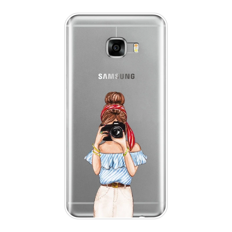 Силиконовый чехол для телефона Samsung Galaxy C5 C7 C9 Pro дорожная девушка камера