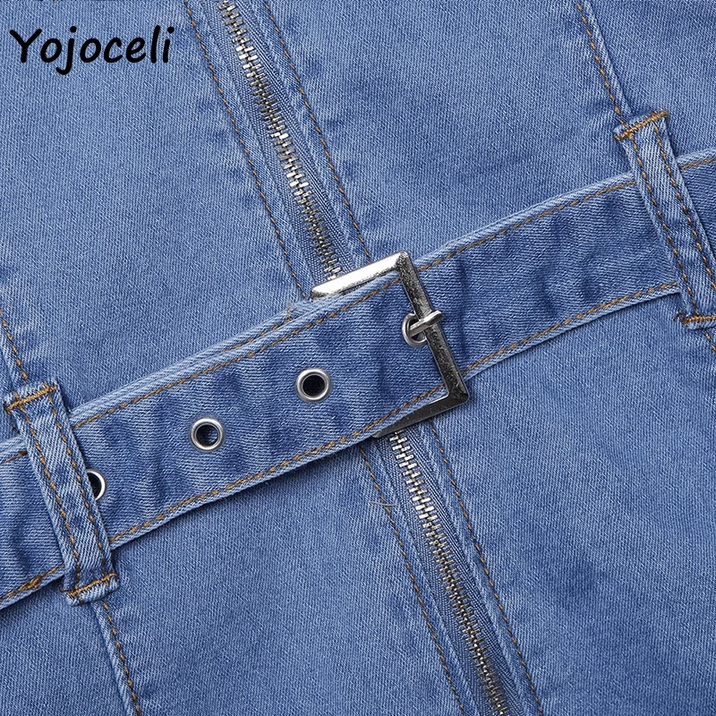 Yojoceli Сексуальная bodycon Потертая джинсовая ткань комбинезон 2019 летние вечерние