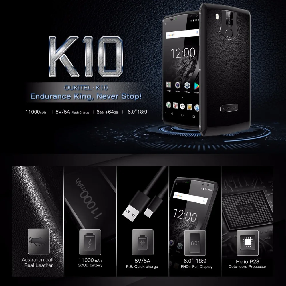 Oukitel K10 6 ГБ Оперативная память 4G B Встроенная мобильного телефона 0 &quotFHD 18:9 полный