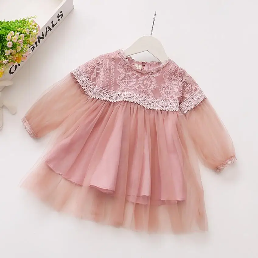 _ 2018 осенняя одежда для новорожденных детей девочек кружевное платье принцессы