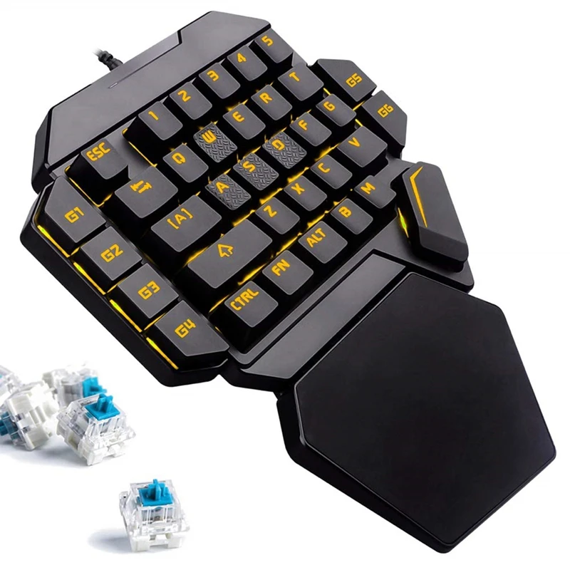 K50 Проводная игровая механическая клавиатура синий переключатель RGB односторонняя клавиатура Механическая с подушечкой для запястья 35Key для ПК мини клавиатура