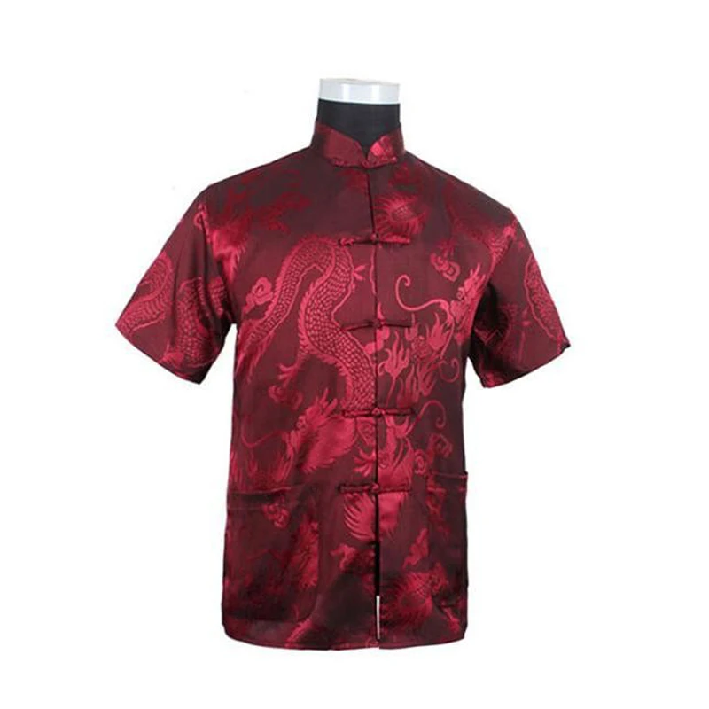 

Burgundy New Vintage Chinese Men's Silk Satin Kung Fu Shirt Top with Pocket Size S M L XL XXL XXXL Free Shipping 020622