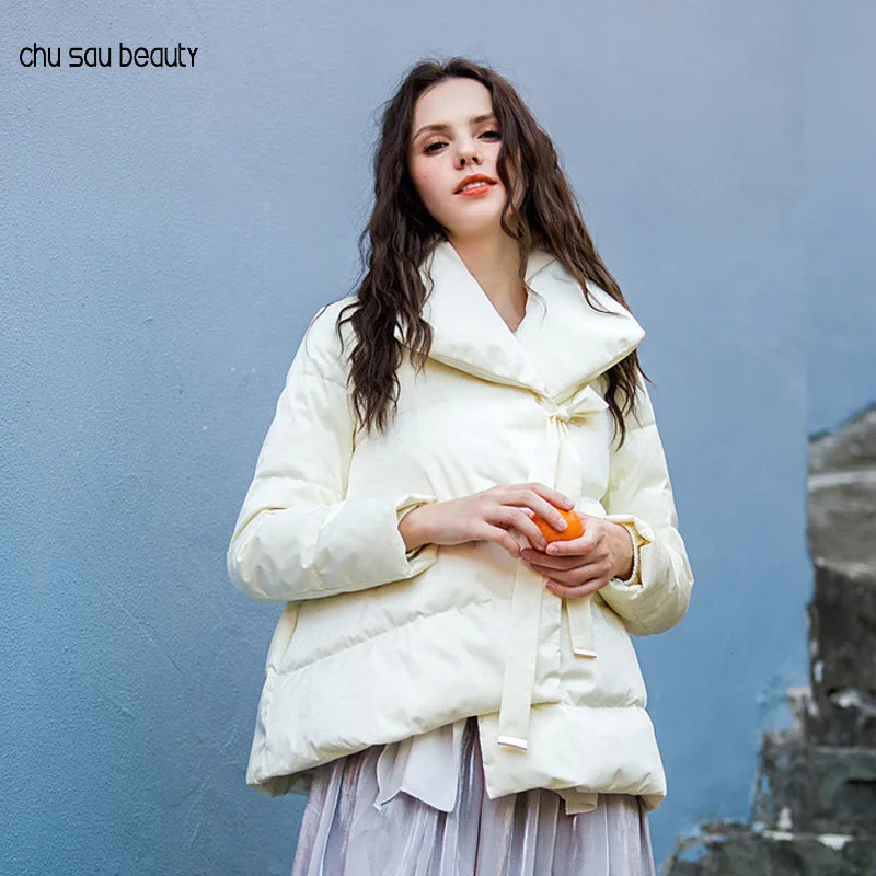 White Модные женские куртки, свободная парка, теплые зимние женские пальто, повседневные утолщенные парки, женские куртки с отложным воротником размера плюс - Цвет: White
