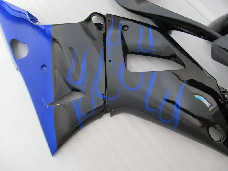 Топовый Комплект обтекателя мотоцикла для YAMAHA YZFR1 00 01 YZF R1 YZF1000 2000 2001 ABS Blue flames black