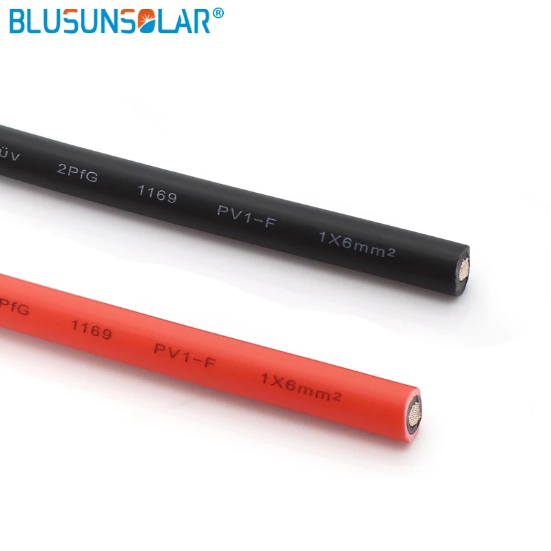 20 метров/рулон Горячая продажа 1x6mm2 Солнечный Кабель 10AWG PV кабель с TUV