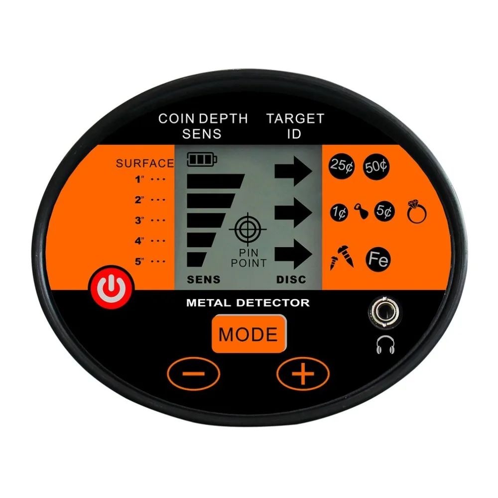 Металлоискатель с ЖК дисплеем показывающий глубина обнаружения и высокую