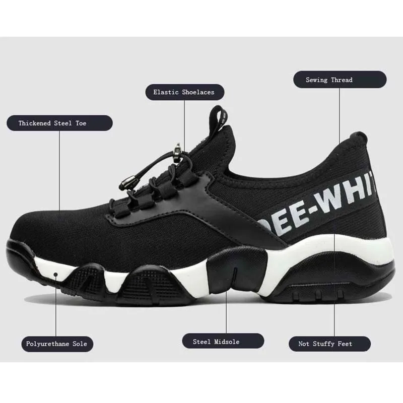 Мужская легкая дышащая рабочая обувь защитная со стальным носком для мужчин лето