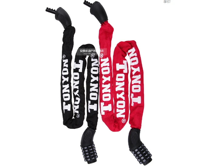 

Велосипедные аксессуары, 5 кодов, замок на кабель для горного велосипеда, замок с замком на цепочке (черный, красный)