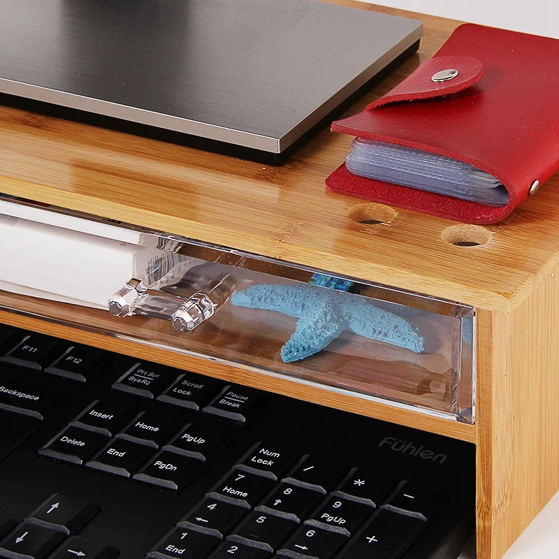 Подставка для монитора с органайзером хранения бамбуковый экран увеличенная