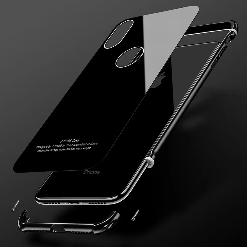Portefeuille для IPhone X Case роскошный алюминиевый бампер 2 в 1 металлический каркас с