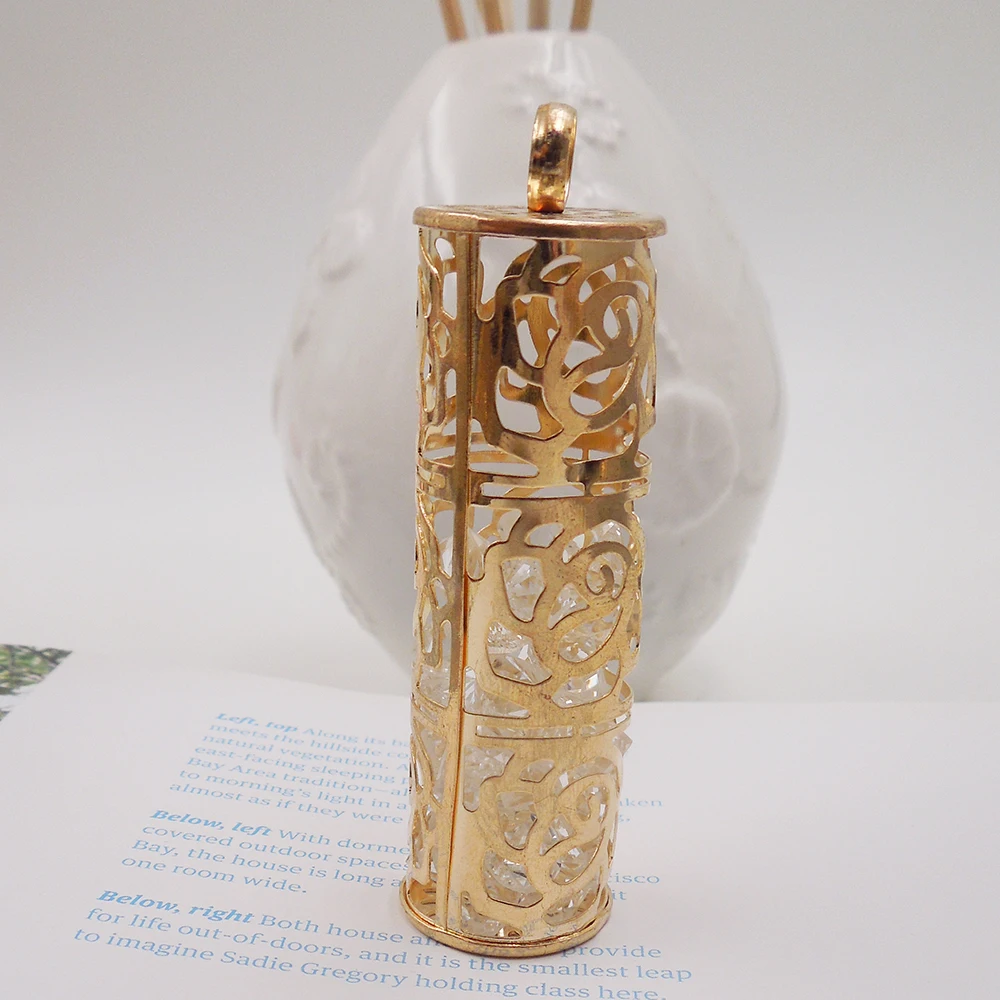 Hollow Rhinestone Gold Pendants Flower Cylinder Round for Necklaces Earrings Bracelets 63mm(2.48&quot) ev-pe2 | Украшения и