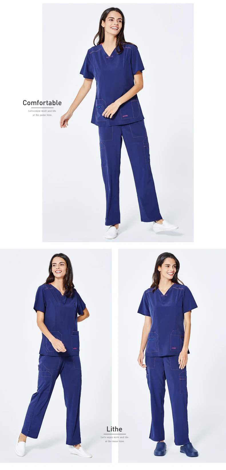 ANNO No stick hair Pet Больничная форма для женщин униформа медсестры Slim Fit медицинские скрабы набор Хирургическая Одежда эластичный костюм
