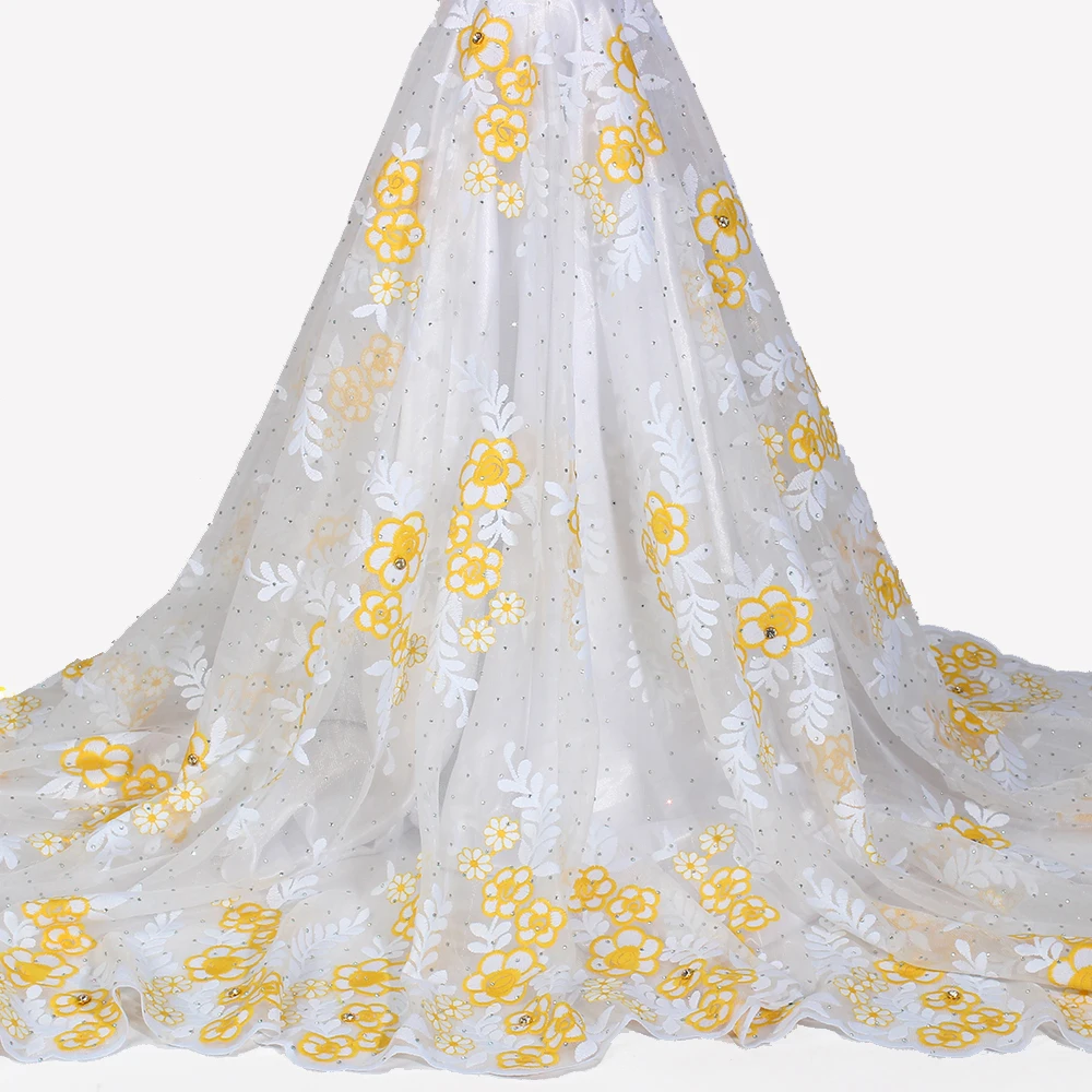 Best Selling White Milk Silk African Tulle Lace Fabric Wedding Net Lace Sewing Women's Dress 5Yard Designer Nigerian Lace Fabric