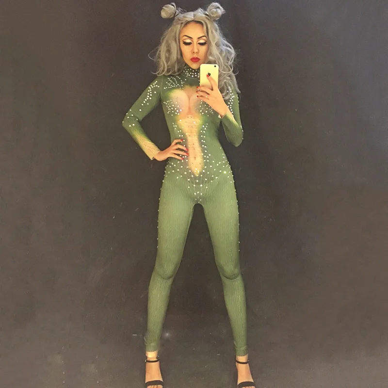 Sexy Bodysuit Sparkling Crystals Stones Jumpsuit for Singer Christmas Celebrate Nightclub Performance Stage Costume DNV10842 |
