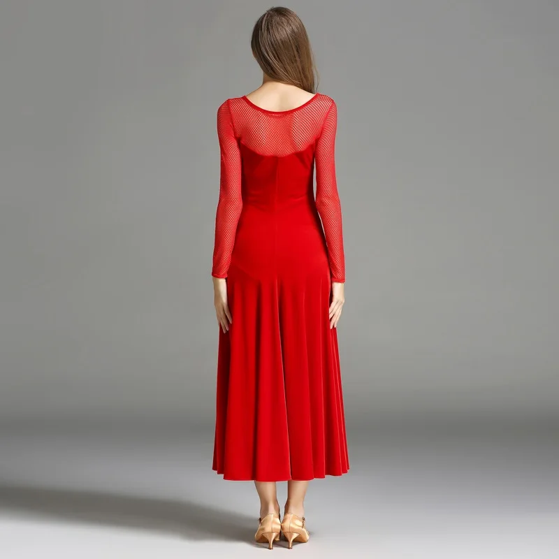 Черные бархатные платья с длинными рукавами для бальных танцев красное платье