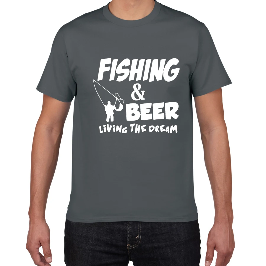 Летняя хлопковая футболка с надписью «THIS GUY NEEDS A BEER», Мужская футболка с принтом «Fishing Beer Live The Dream», забавный подарок, футболки